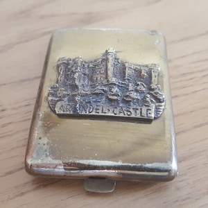 Vintage Brass Matchbook Cover, Arundel Castle Vesta Case, match book holder