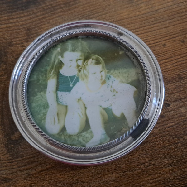 Vintage Silver Round Picture Frame, Photo Frame, Hallmarked 1972, S J Rose and son, no stand