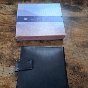 Cartera de cuero negro Radley, diseñador, perro escocés, bolso pequeño radley, en caja