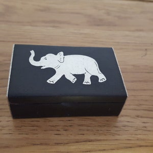 Vintage Wood and Silver Snuff Box, elephant inlaid design, rectangle pocket snuff box, tobacco pot, ground tobacco, collectable snuff box