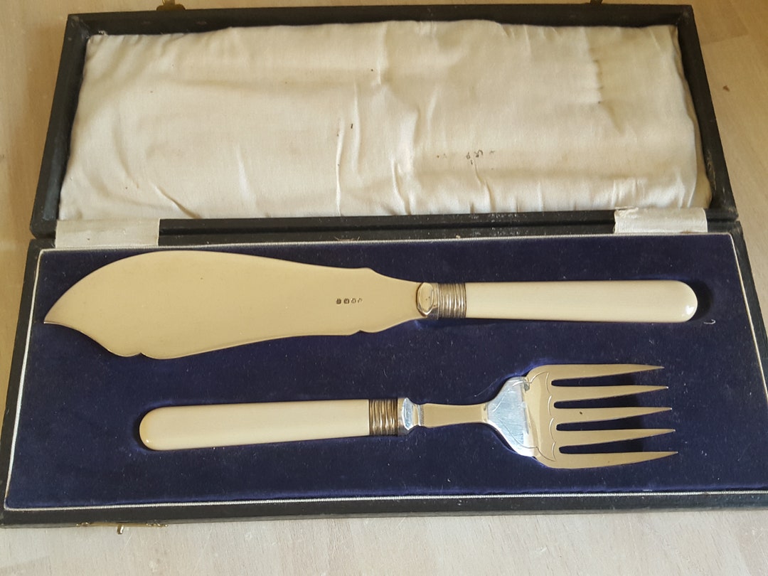 Antique Silver Plate Fish Servers Serving Knife and Fork Etsy