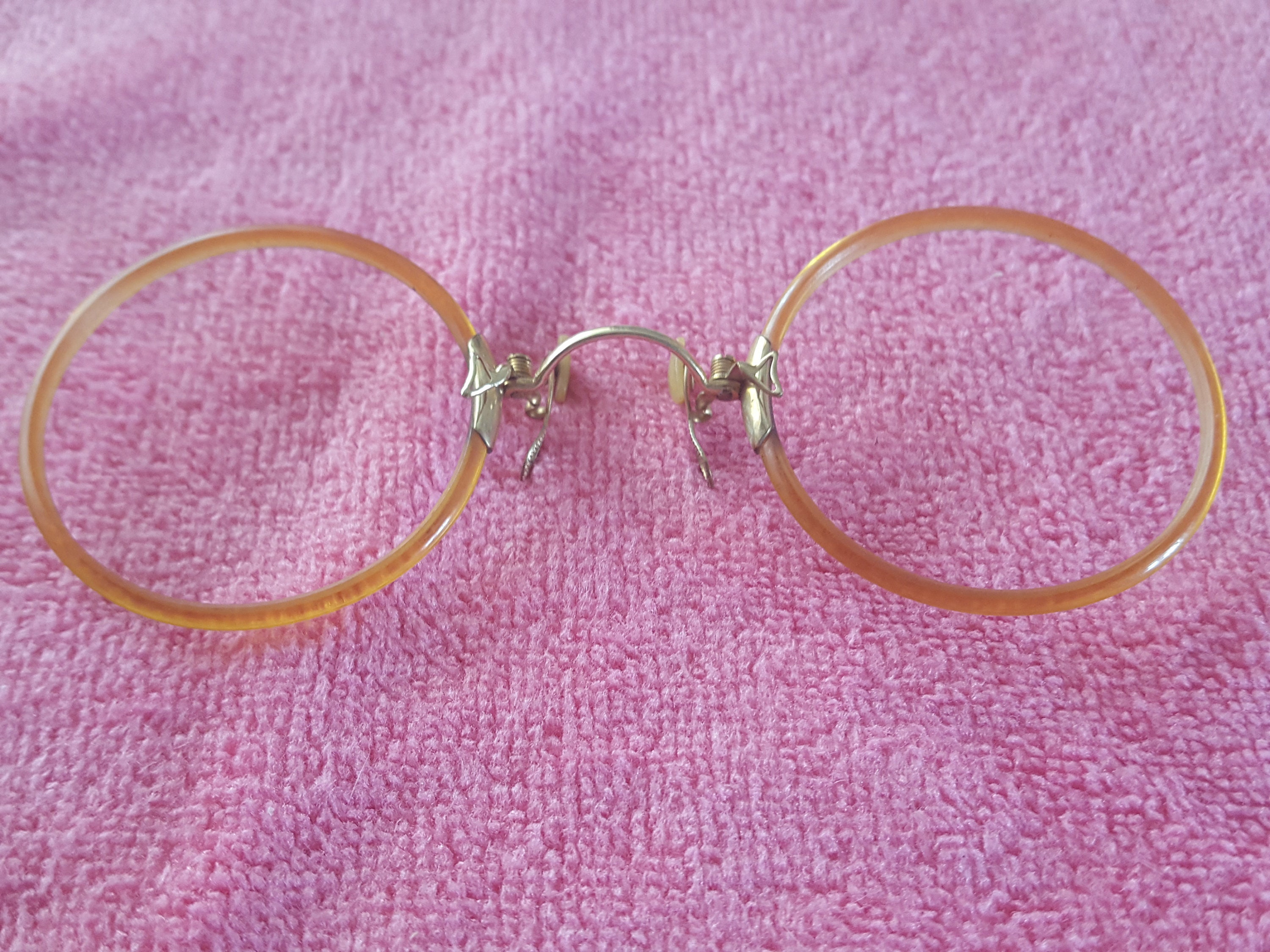 Antique French Gold Wire Tortoiseshell Glasses Pince Nez