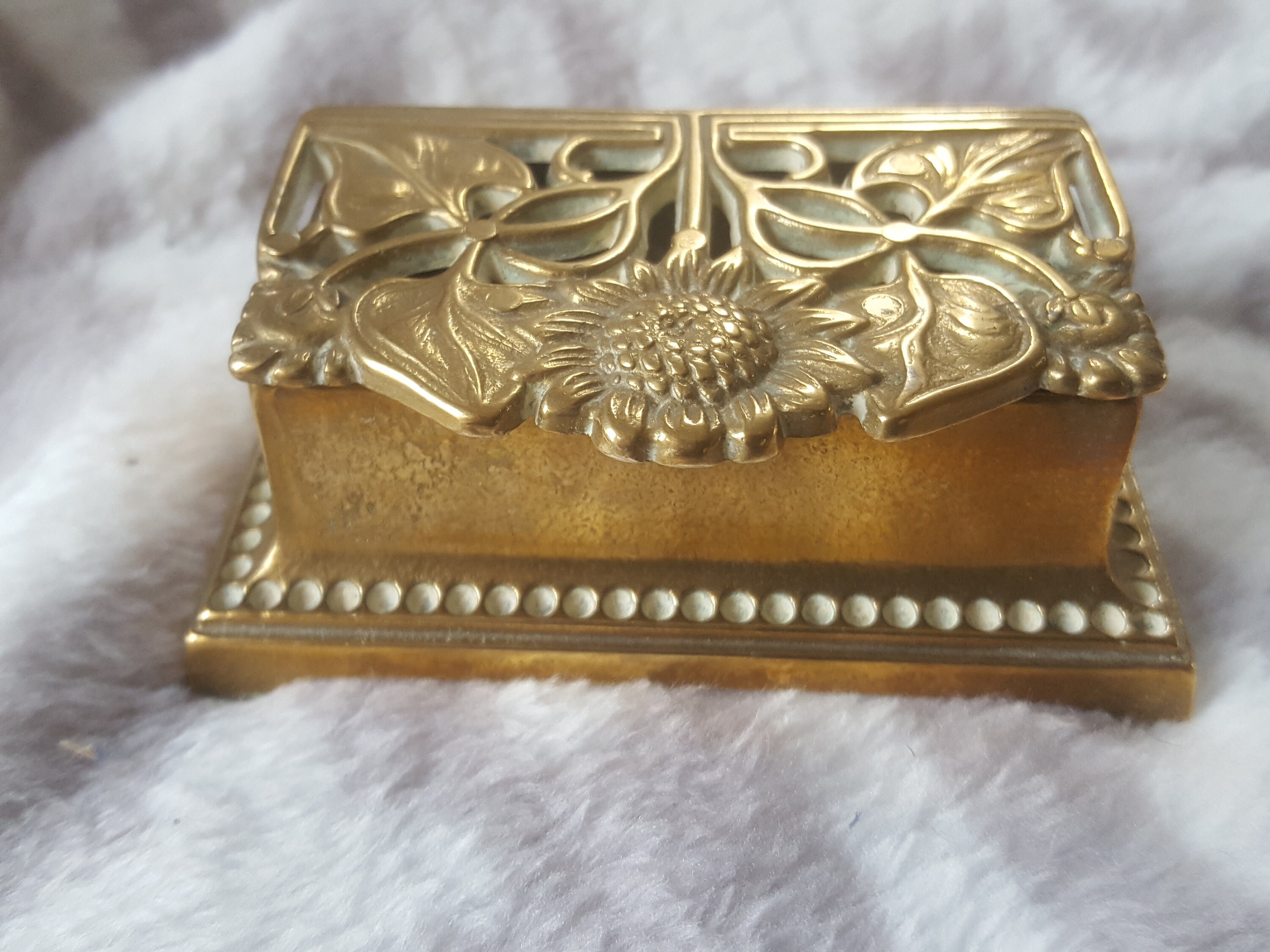 Antique Stamp Holder Solid Brass Lidded Box for Stamps Desk Etsy