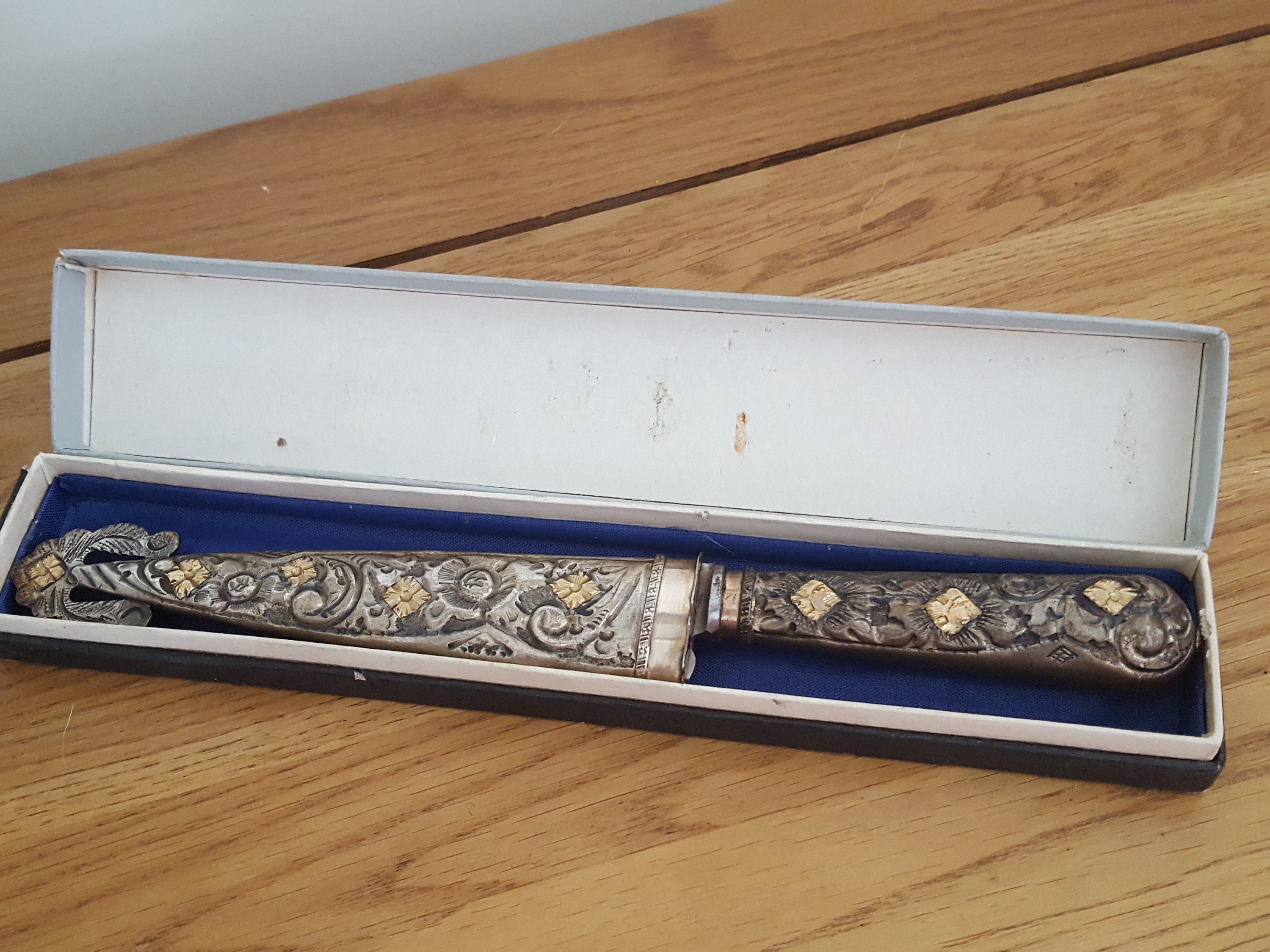 Vintage Industria Argentina Silver and Gold Knife Boxed 800 Etsy