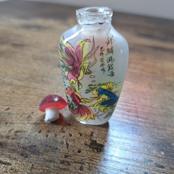 Vintage Glass Reverse Painted Oriental Perfume Bo… - image 3