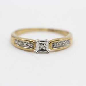 9kt gouden diamant negen stenen bezel setting ring (1.8g) MAAT N, fijne sieraden