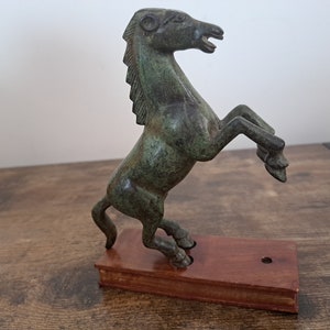 Mid 20th century Chinese bronze rearing horse sculpture