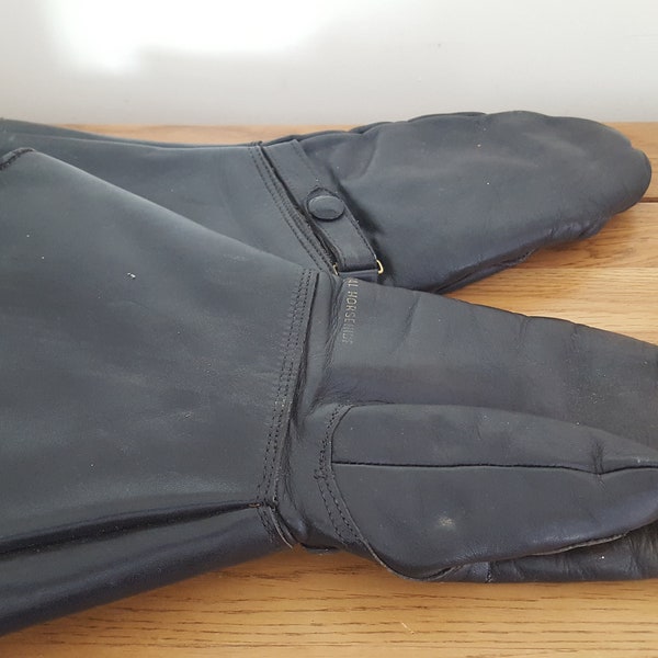 Vintage Horse Hide Motorcycle Gloves, Waddingtons Equidore Leather Motorbike Gauntlets, Sheepskin Lined, Motorcycle Racing