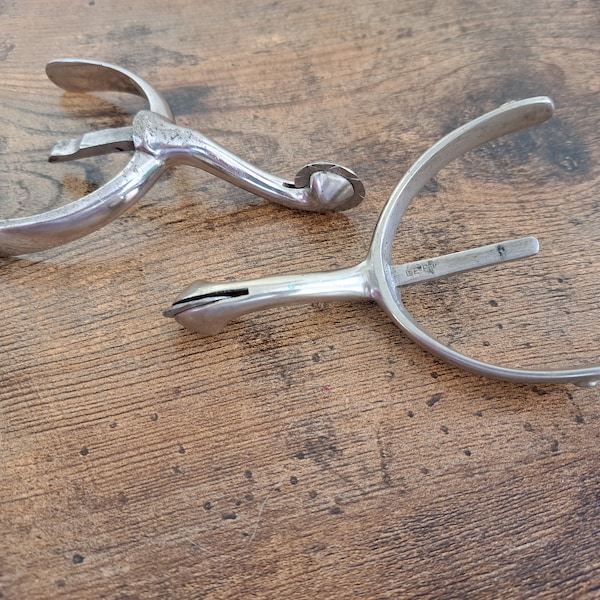 Vintage pair of Nickel Spurs, Horse riding, Boot spurs, riding spurs, Polo, Hunting