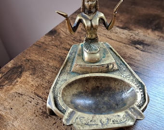 Vintage Brass  Ashtray, Egyptian Figurine