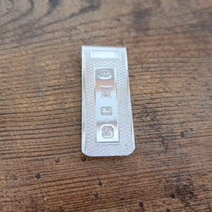 Vintage Broadway & Co. hallmarked Birmingham silver money clip, dated 1990