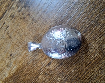 Vintage Sterling Silber Medaillon, 925 Silber, feiner Anhänger, Halskette