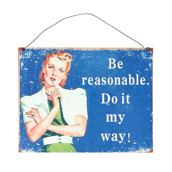 Humorous 'Do It My Way' Tin Sign - Stylized Metal Wall Decor