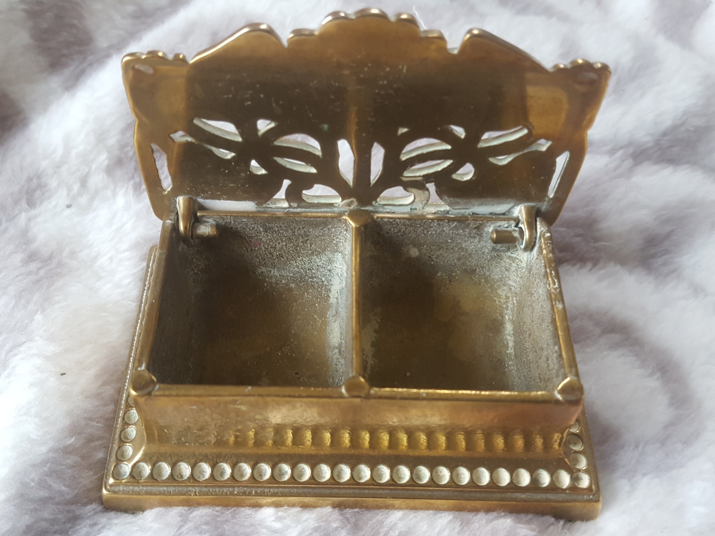 Antique Stamp Holder Solid Brass Lidded Box for Stamps Desk Etsy