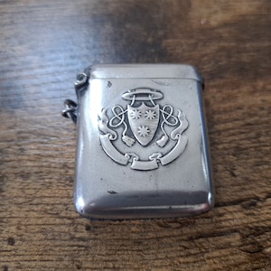 Antique Hallmarked 1911 STERLING SILVER Vesta, William Neale & Son Ltd ,  Solid Silver match striker and holder