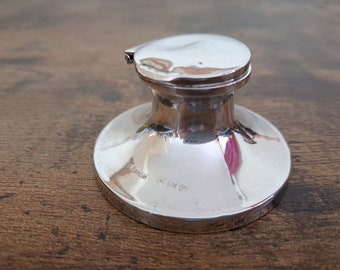 Antique Hallmarked 1923 STERLING SILVER Inkwell, S Blanckensee & son Ltd, Solid Silver Inkwell