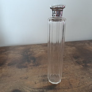 Antike hohe Glasflasche mit silbernem Deckel, London 1895, viktorianischer Zahnbürstentopf aus massivem Silber, Flüssigkeitshalter, gestempelter Silberdeckel, Hutstifte