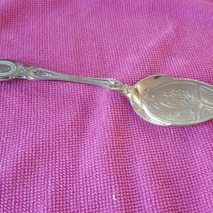 Antique Joseph Rodgers Silver Plate Spoon, petit fours/hors d&#39;oeuvres spoon, Flat bowled spoon, Art Nouveau, Sheffield Plate