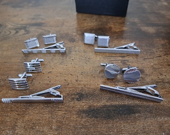 Cufflinks and Tie Clip Set: Boxed Groomsman Accessories