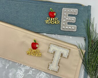 Leraar gepersonaliseerd doorzichtig zakje met patches, kerstcadeau voor meisjes, geheim kerstcadeau-idee, collega-cadeau, doorzichtige tas, leraar cadeau-idee