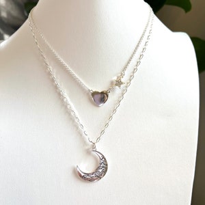 Moon and Star Layered Necklace Set, I love you to the moon and back Necklace , Dainty Necklace, Gift for her, Mother&#39;s Day Gift , Birthday