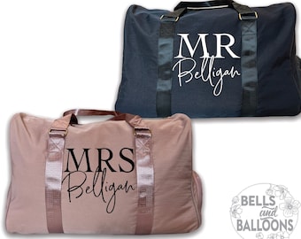 Bride and Groom Matching Bags, Personalized Duffle Bag,  Just Married Bags , Honeymoon bags,  Destination Wedding Bag, Gym Bag 191