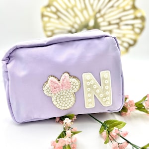 Personalized Nylon Bag, Varsity Letters , Bridesmaid Gift, Birthday Gift, Pearls Batches