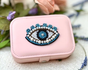 Evil Eye Jewelry Box  Mother's Day Gift Mother's Day Gift, Varsity Letters, Birthday Gift, Lucky Jewelry Box