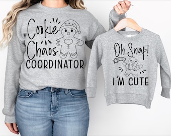 Gingerbread Family bijpassende sweatshirts, Gingerbread Family, kinderen en volwassenen, leuke en grappige peperkoeksweaters voor Kerstmis