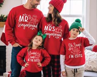 Gingerbread Family bijpassende sweatshirts, Gingerbread Family, kinderen en volwassenen, leuke en grappige peperkoeksweaters voor Kerstmis