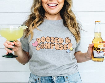 Boozed and Confused Shirts, Groovy Bachelorette Party Tank tops, Groovy Bride Shirt, Retro Bach, 70' Bachelorette, 80' Bachelorette.