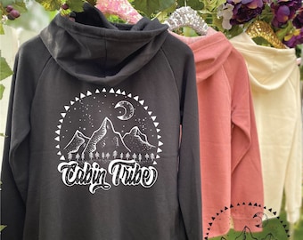 Cabin Bride, Cabin Tribe Zipper Hoodie , Bride Zip Hoodie, Bachelorette Party Hoodies, Bridesmaid Gift,  Hiking, Mountains, Nature, Camp