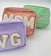 Nylon Makeup Bag, Best Friend Gift, Bridesmaid Proposal Gift, Personalized Cosmetic Bag, Varsity Letters, Crystal Patches ,Pearls Patches 