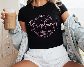 Camiseta de dama de honor para bebé, camiseta corta, camiseta sin mangas para dama de honor, camiseta de despedida de soltera para bebé, camisetas cortas para damas de honor, lindas camisas de novia 1020