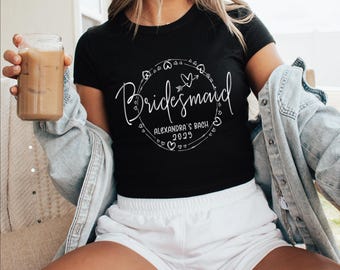 Camiseta de dama de honor para bebé, camiseta corta, camiseta sin mangas para dama de honor, camiseta de despedida de soltera para bebé, camisetas cortas para damas de honor, lindas camisas de novia 1020