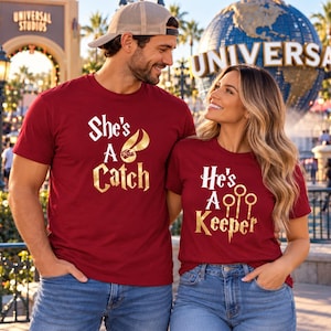 Couples Matching T-Shirts, She's a Catch, He's a Keeper, Anniversary Sweatshirt