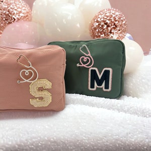 Nurse Graduate Gift Bag, Doctor graduate Gift  ,Medical School Makeup Bag, Graduate, Stethoscope Pin, Personalized Bag,