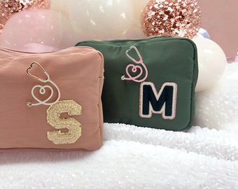 Nurse Graduate Gift Bag, Doctor graduate Gift  ,Medical School Makeup Bag, Graduate, Stethoscope Pin, Personalized Bag,