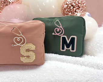 Nurse Graduate Gift Bag, Doctor graduate Gift  ,Medical School Makeup Bag, Graduate, Stethoscope Pin, Personalized Bag,