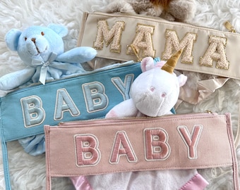 Baby and Mama Clear Pouch with Patches, Baby Shower Gift, Hospital Bag, New mom Gift, Clear Bag for Diaper Bags, Christmas Gift, travel Bag