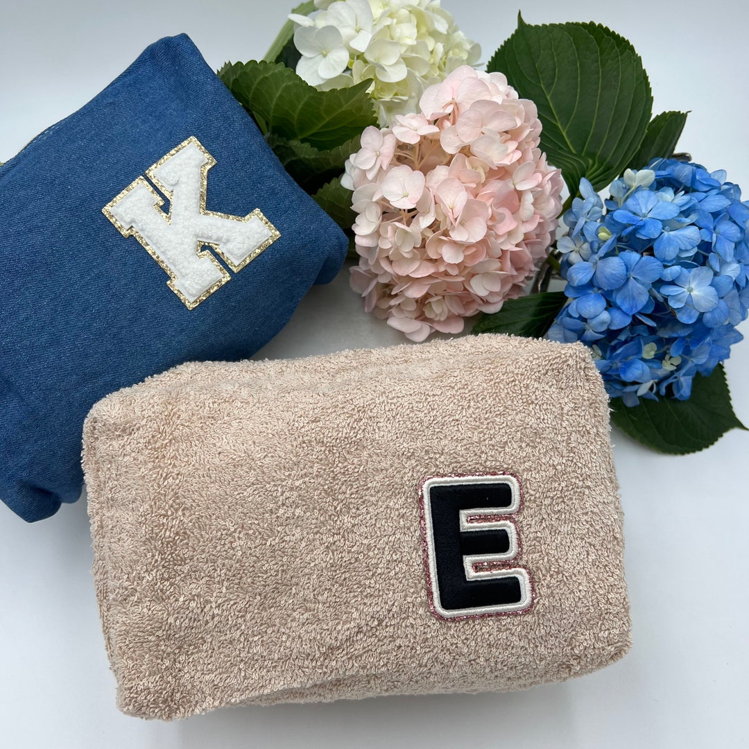 Denim Makeup Bag With Handle Denim Bag Personalized Bag With Etsy