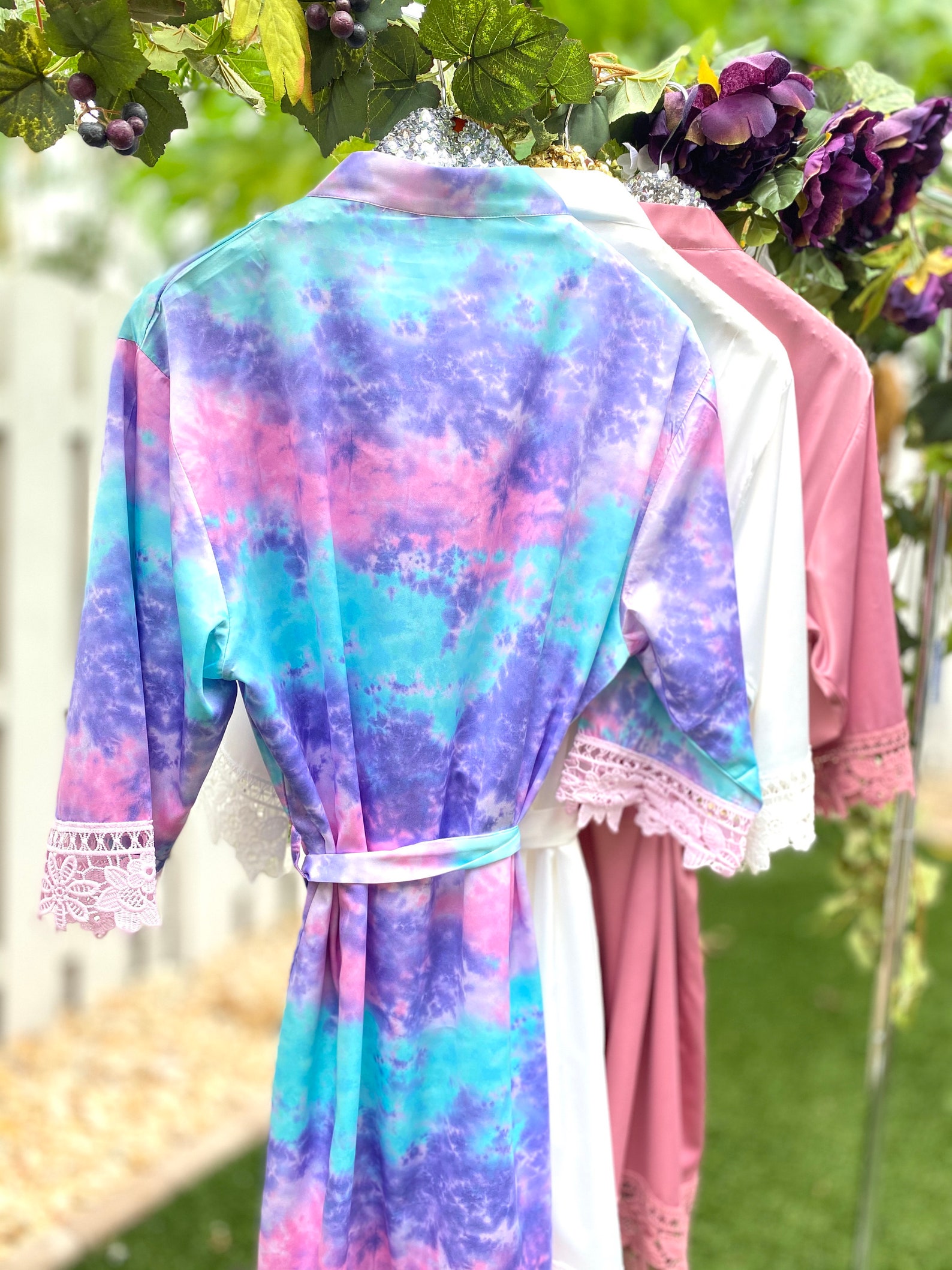 Tropical Leaf Print Robes Bridal Party Robes Silk Robes Etsy