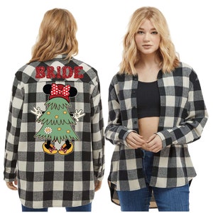 Minnie Mouse Flannel Shirts, Oversize Shirt, Minnie Christmas Tree Flannel Shirts, Retro Christmas, Buffalo Plaid, Bridal Shirt, winter 802