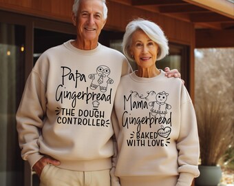 Opa en oma Gingerbread Family bijpassende sweatshirts, Gingerbread Family kinderen en volwassenen, leuk en grappig peperkoektrui