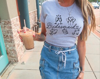 Camiseta de dama de honor para bebé, camiseta corta, camiseta de novia para bebé, camiseta de despedida de soltera, camisetas cortas para damas de honor, lindas camisas de novia 1019