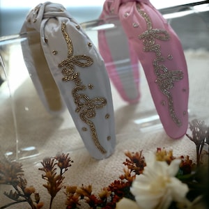 Bride Headband for Women Beaded Bride Headband Bridal Shower Headband Bachelorette Party Headbands For Brides Hair Accessories Boho Headband