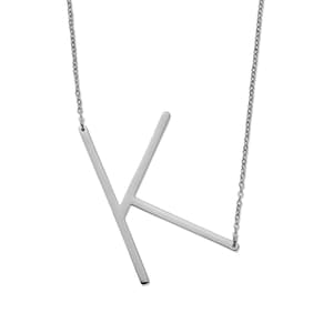 Waterproof Letter Necklace Silver Personalised Initial K, Sterling Silver Plated
