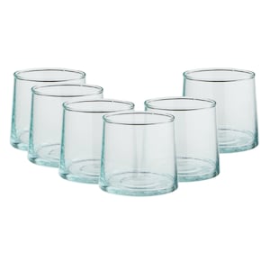 May include: Set of six clear glass tumblers with a textured surface.