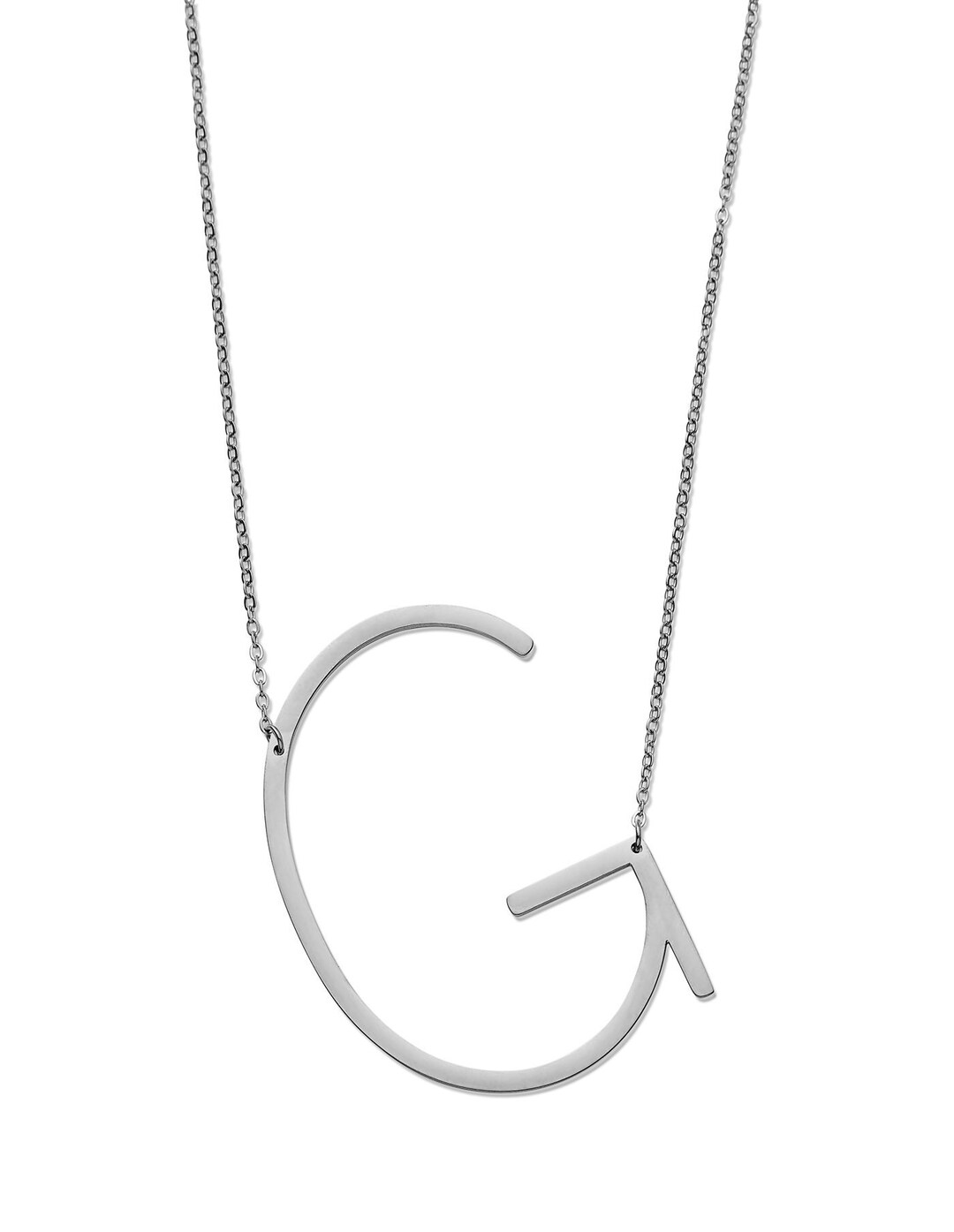 Waterproof Letter Necklace Silver Personalised Initial G Etsy