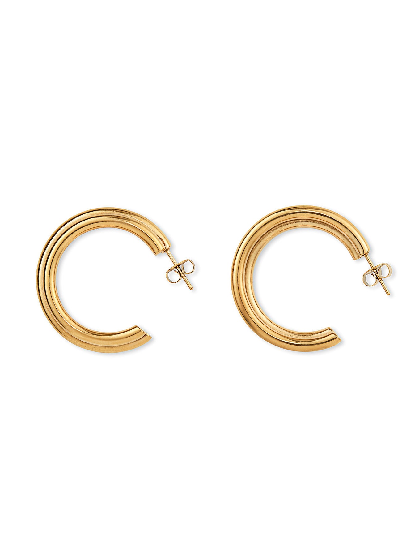 Waterproof Layered Hoop Earrings Forever Lasting 18k Gold Etsy
